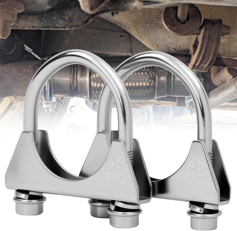 IFYKIM 1.75" U-Bolt Muffler Exhaust Clamps, Saddle Style U-Bolt Clamp Fit 1.75" OD on Tip Pipes Connection (45mm-fit 1.75" OD) - Image 1